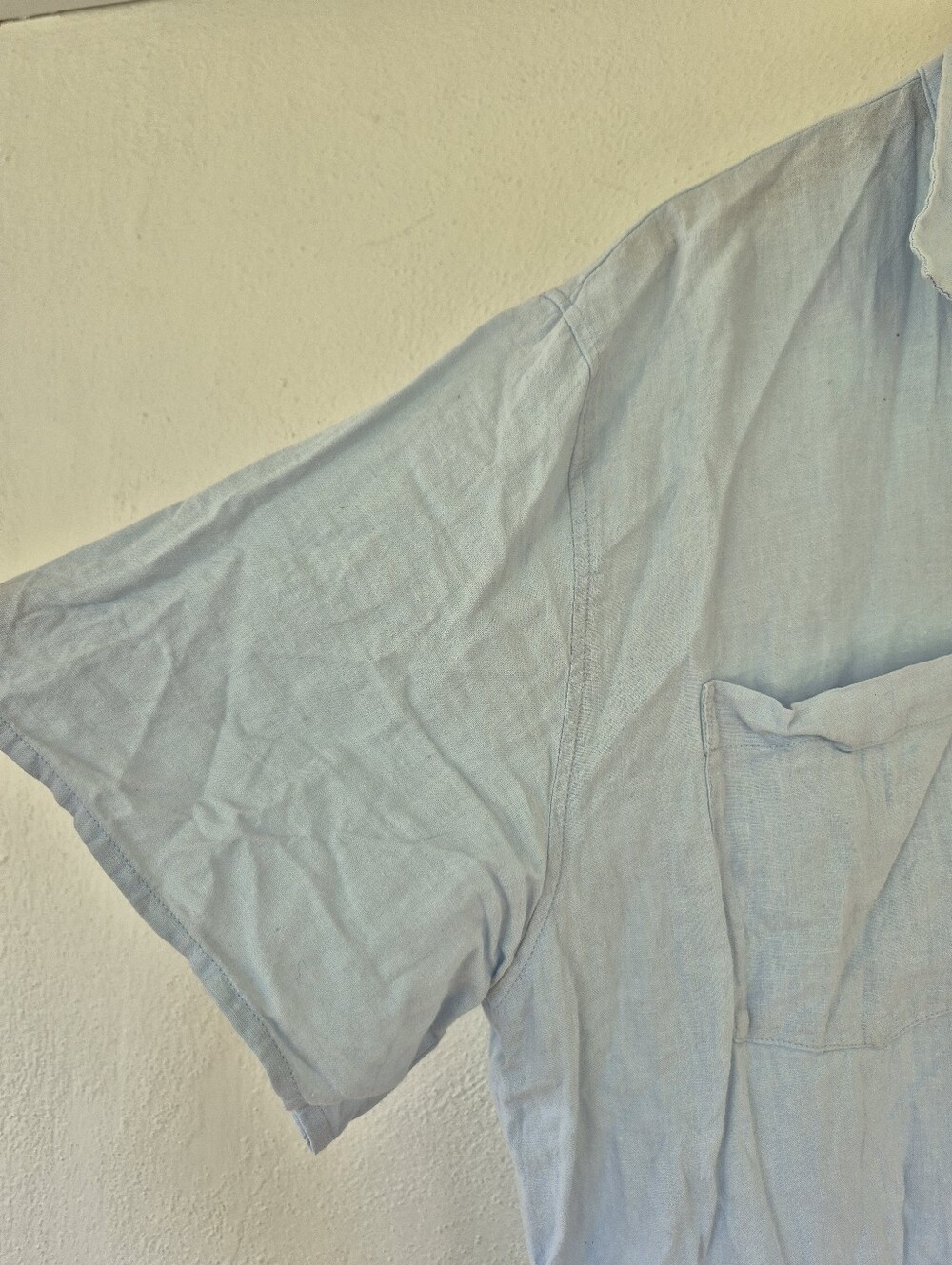 Aritzia Wilfred Free Linen Blend Short Sleeve Blouse Large Light Blue - Picture 4 of 8